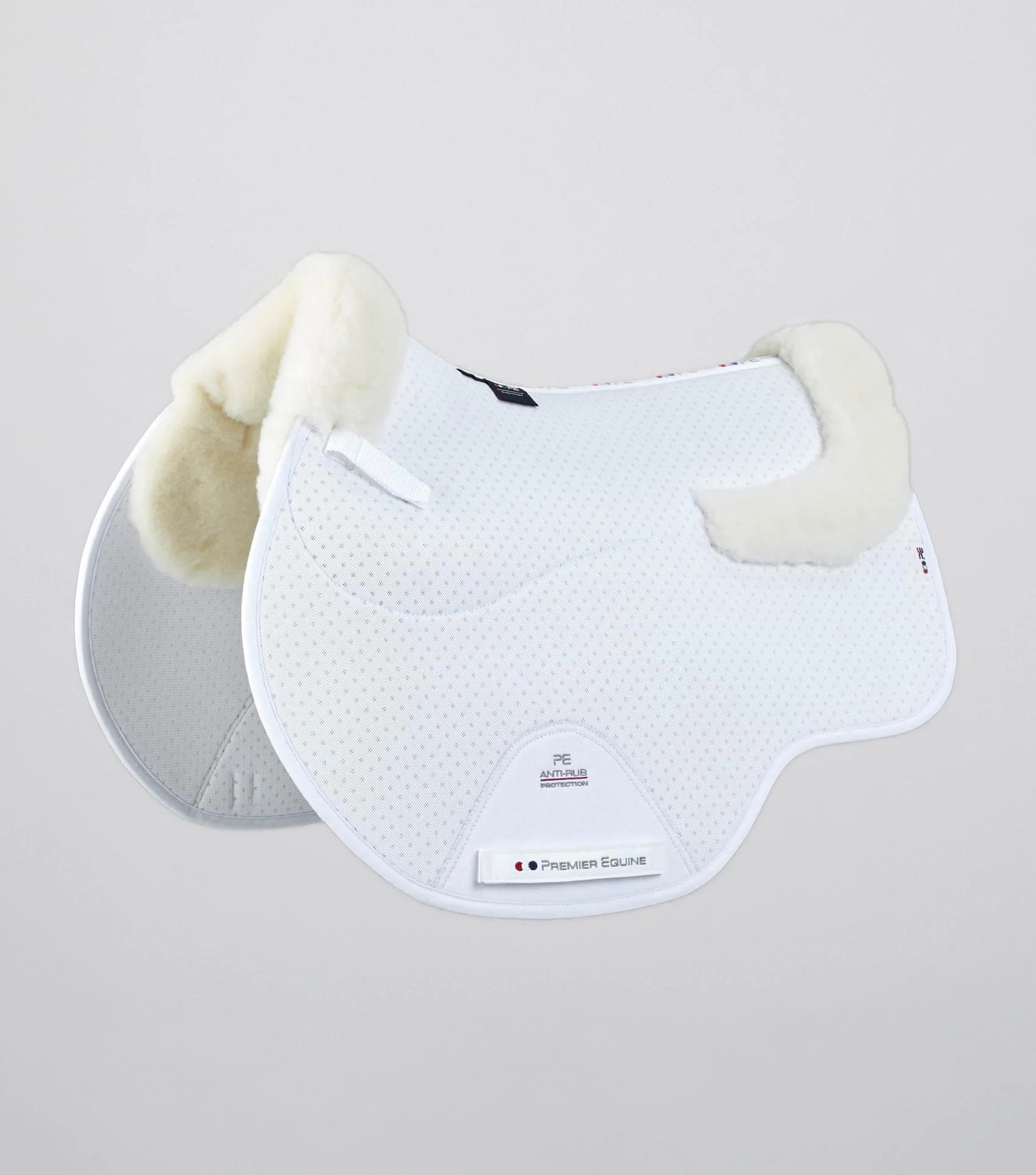 Premier Equine White Wool Saddle Pad: AirTechnology Shockproof GP/Jump Square for Horses