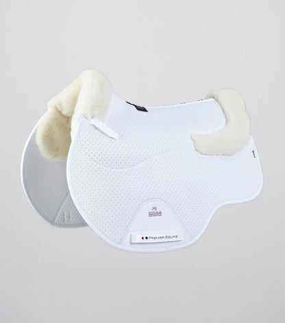 Premier Equine White Wool Saddle Pad: AirTechnology Shockproof GP/Jump Square for Horses