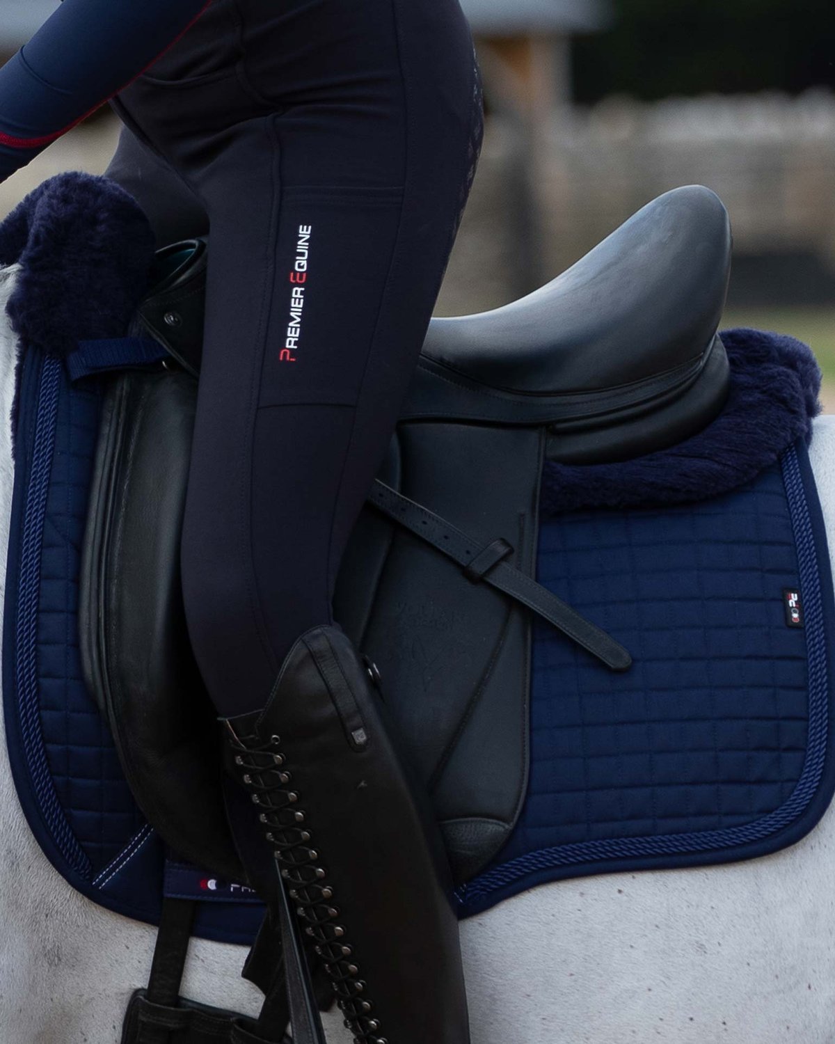 Premier Equine Merino Wool Dressage Saddle Pad on Horse: Comfortable Equestrian Gear for Horse Riding