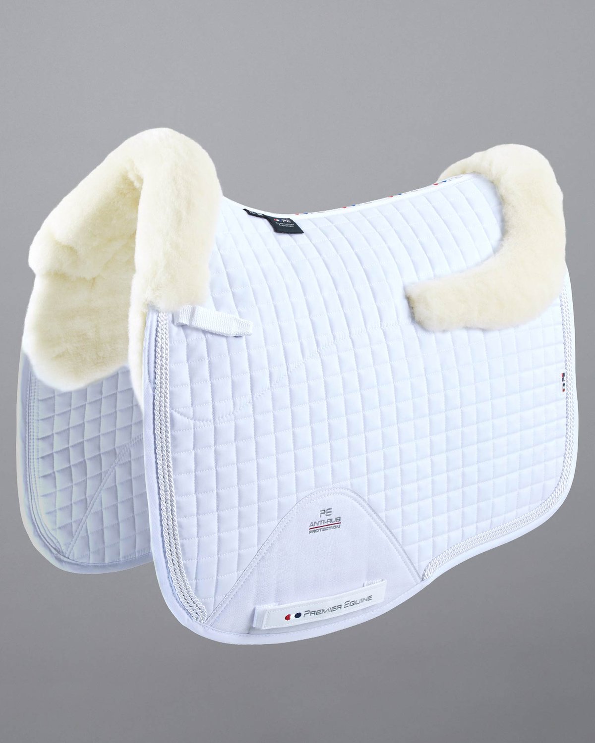 Premier Equine White Merino Wool Dressage Saddle Pad with Natural Wool - Close Contact Comfort & Protection