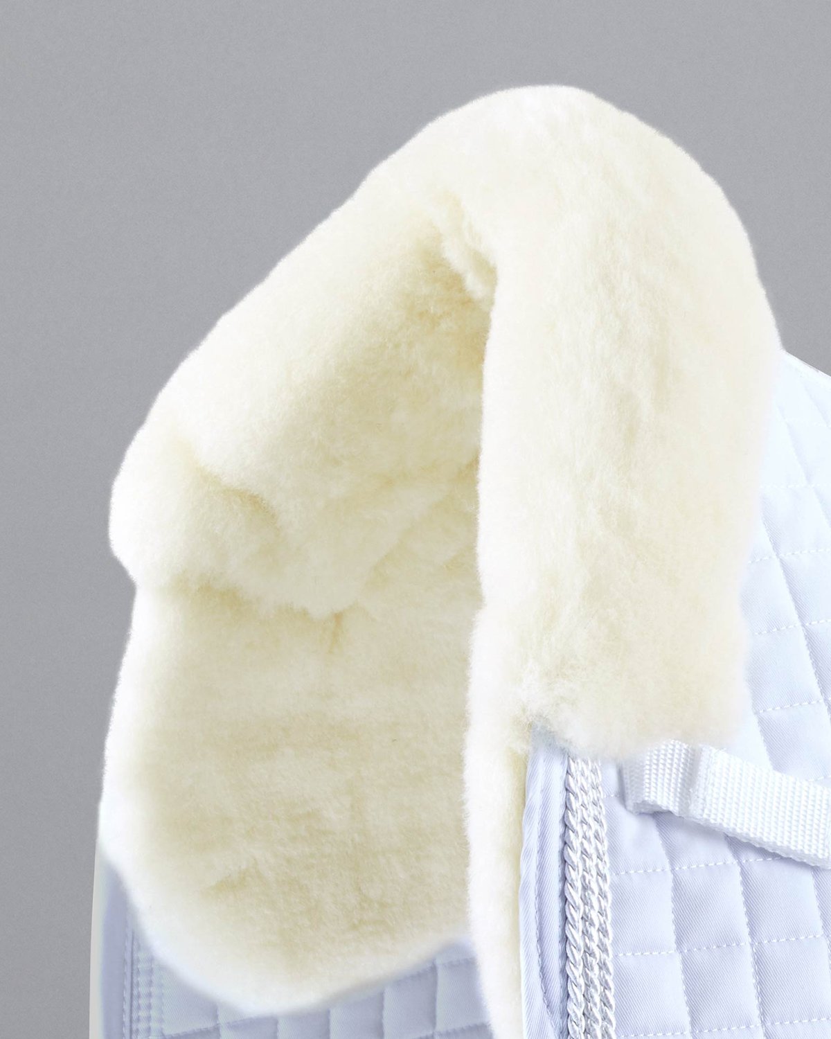 Premier Equine Close Contact Merino Wool Dressage Saddle Pad - White/Natural Wool. Horse riding equipment.