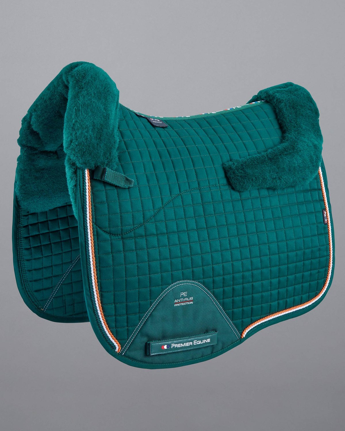 Premier Equine Green Merino Wool Dressage Saddle Pad - Anti-Rub Close Contact, European Design, Horse Riding Equipment