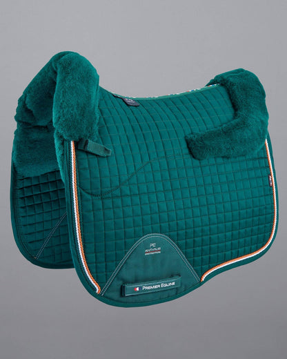 Premier Equine Green Merino Wool Dressage Saddle Pad - Anti-Rub Close Contact, European Design, Horse Riding Equipment