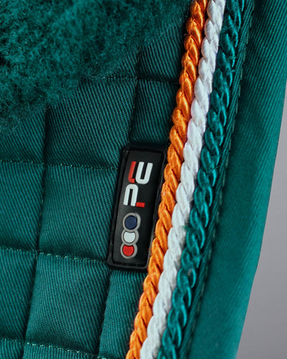 Premier Equine Green Dressage Saddle Pad with Merino Wool - Close Contact, European Style, Horse Riding Equipment