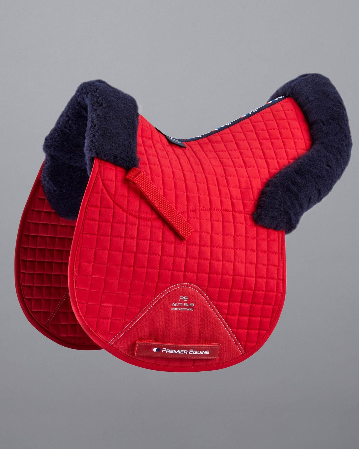 PREMIER EQUINE Merino Wool Saddle Pad - GP/Jump Numnah Red/Navy Wool | Premium Equestrian Saddle Pad