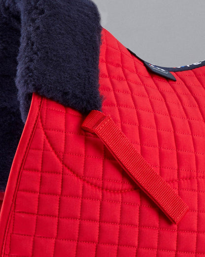 Premier Equine Merino Wool Saddle Pad, GP/Jump Numnah Red/Navy Wool