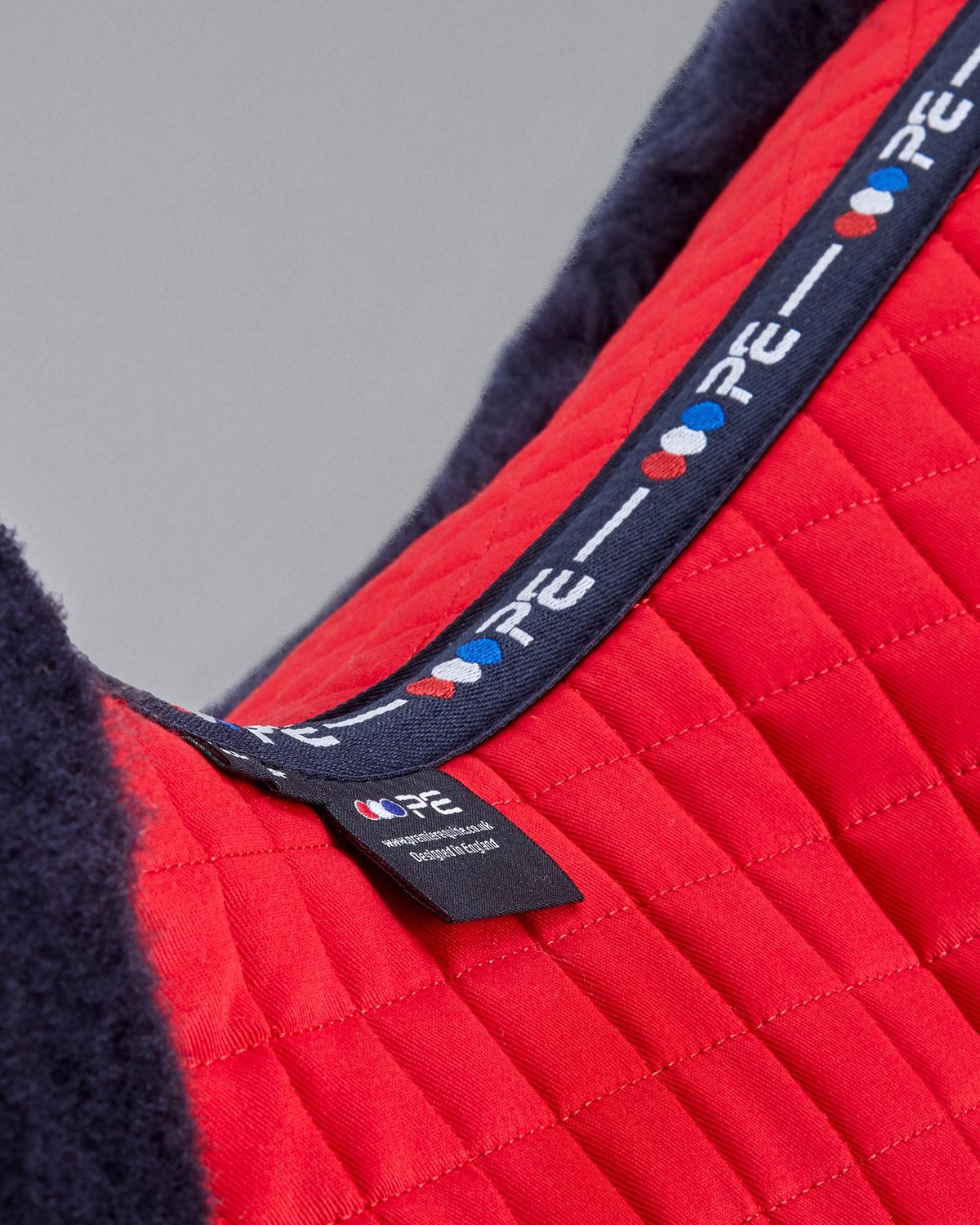 Premier Equine Merino Wool Saddle Pad GP/Jump Numnah Red/Navy Wool - Equiflair