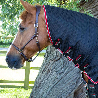 Premier Equine Combo Buster Waffle Horse Cooler Rug Black with Integrated Neck Cover