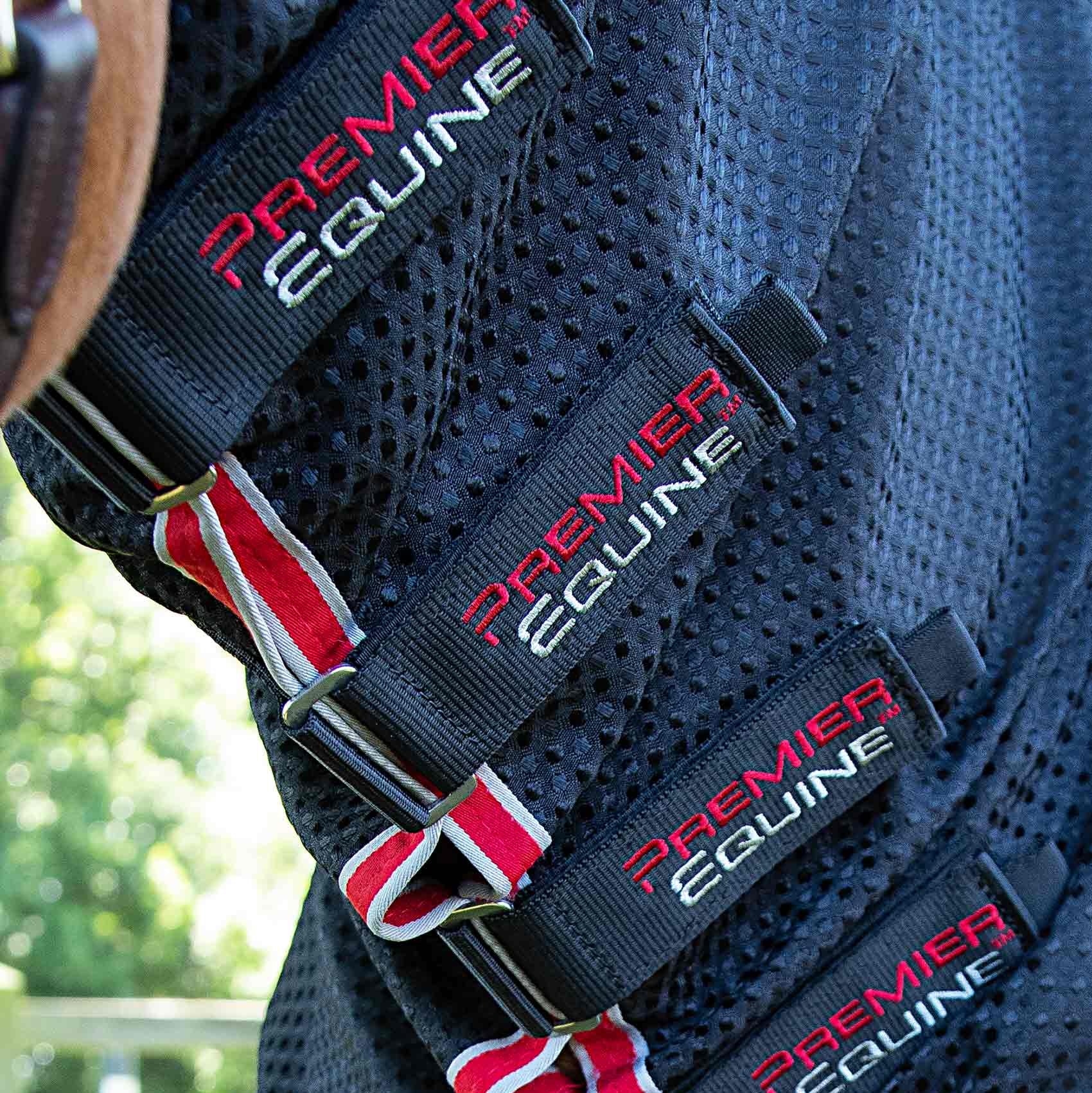Premier Equine Black Waffle Horse Cooler Rug Straps Detail - Shop Now!