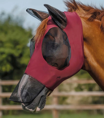 Premier Equine Comfort Tech Lycra Fly Mask Xtra Wine