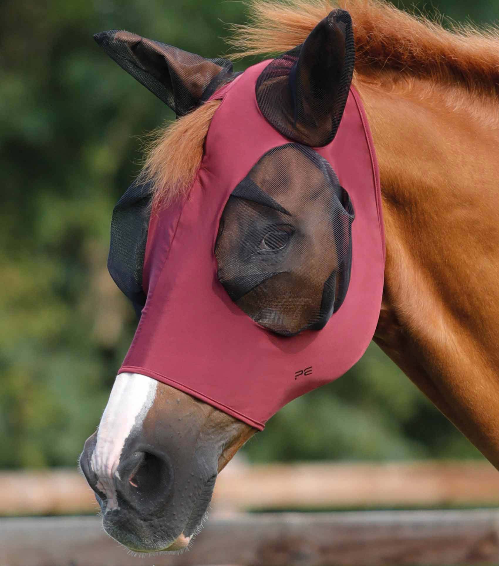 Premier Equine Comfort Tech Lycra Fly Mask Wine