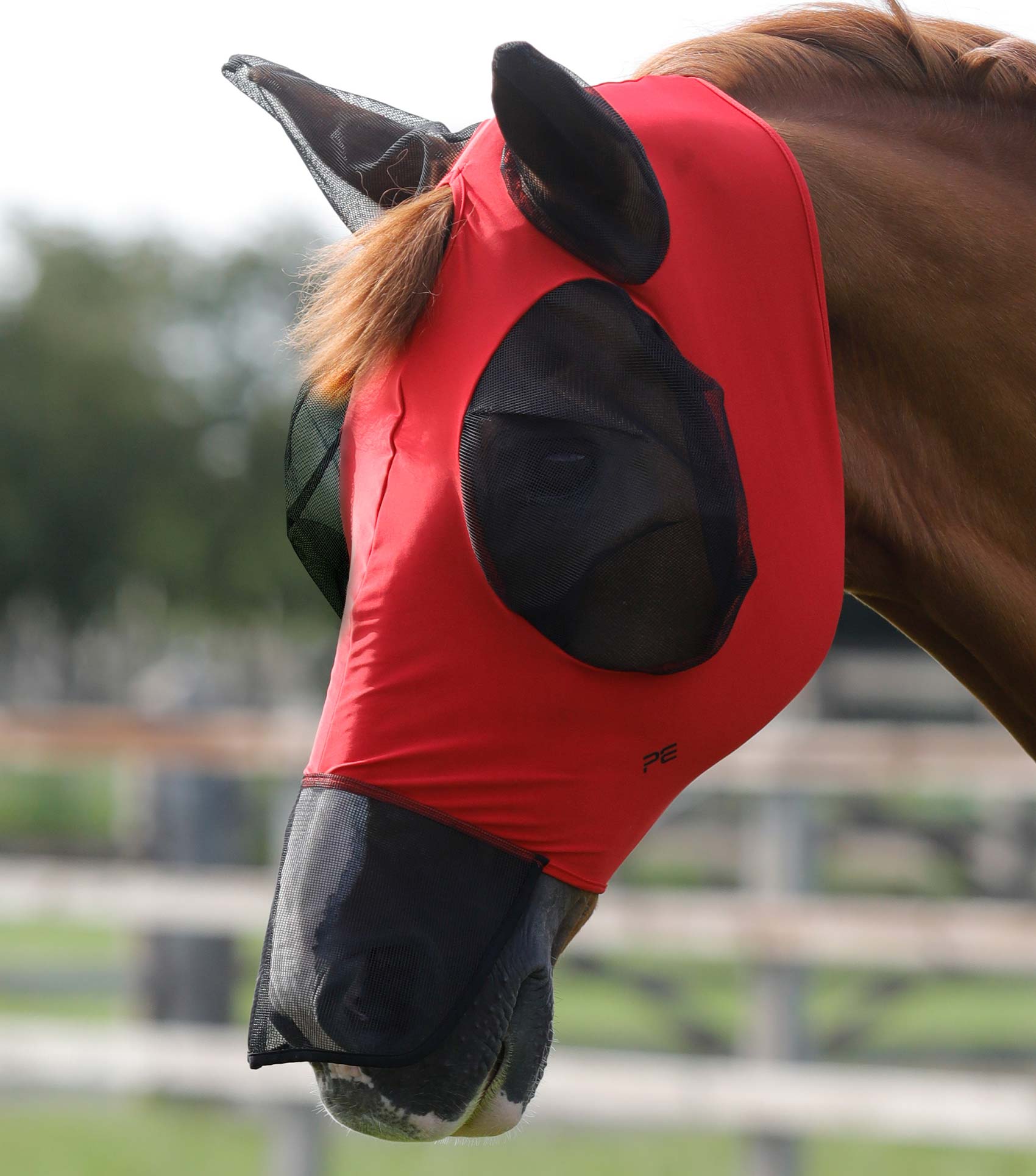 Premier Equine Comfort Tech Lycra Fly Mask Xtra Red