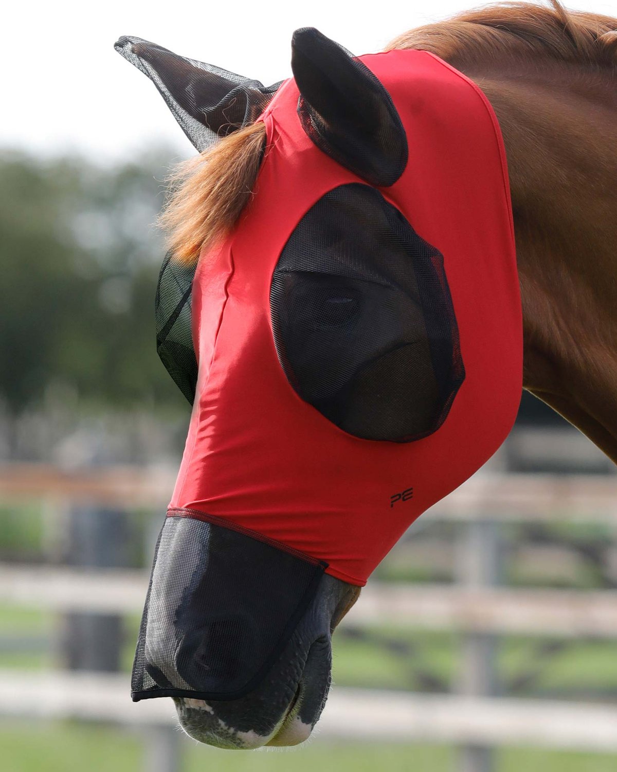 Premier Equine Comfort Tech Lycra Fly Mask Red