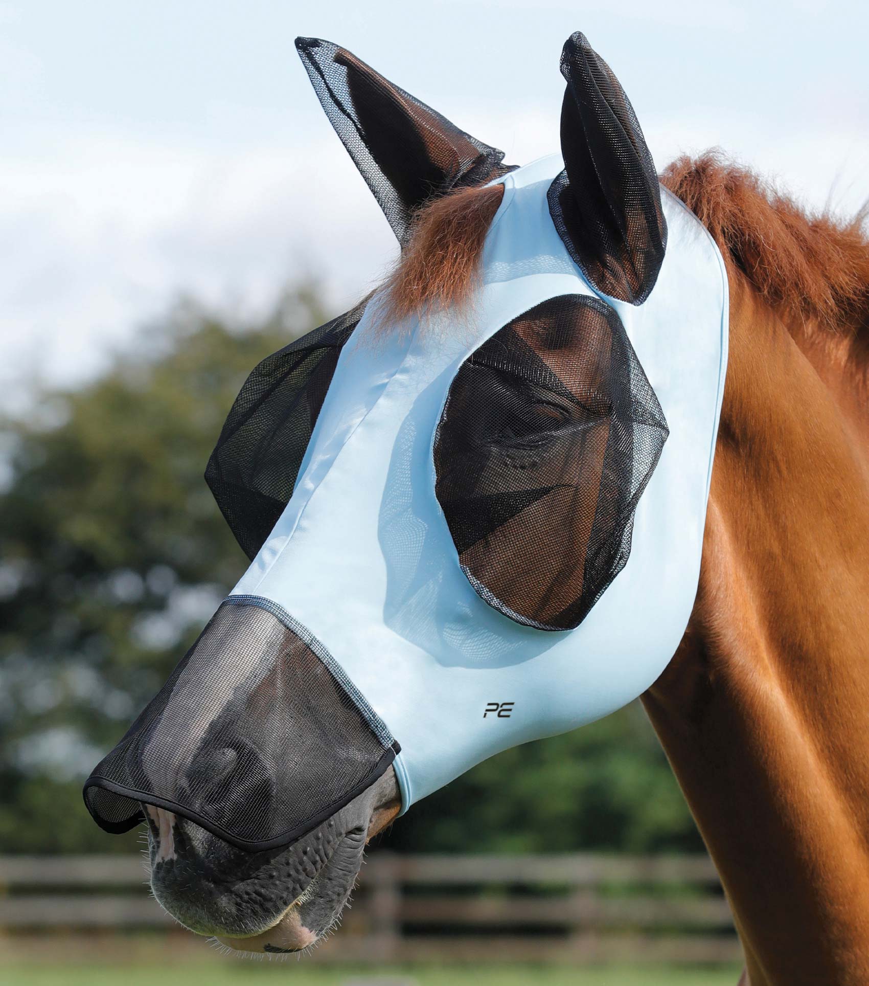 Premier Equine Comfort Tech Lycra Fly Mask Xtra Blue