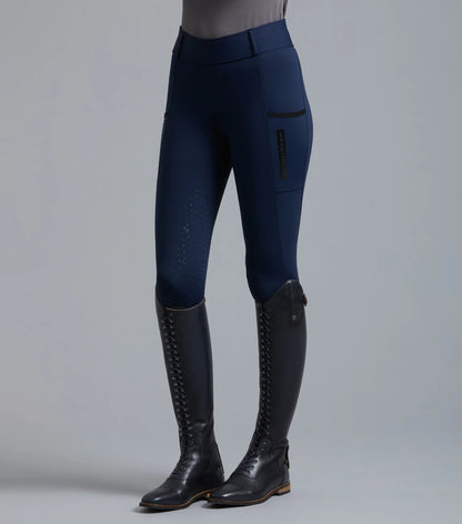 PREMIER EQUINE Concerto Orkney Navy Riding Tights: Women's Equestrian Legwear with Silicone Seat & Phone Pockets | Equiflair