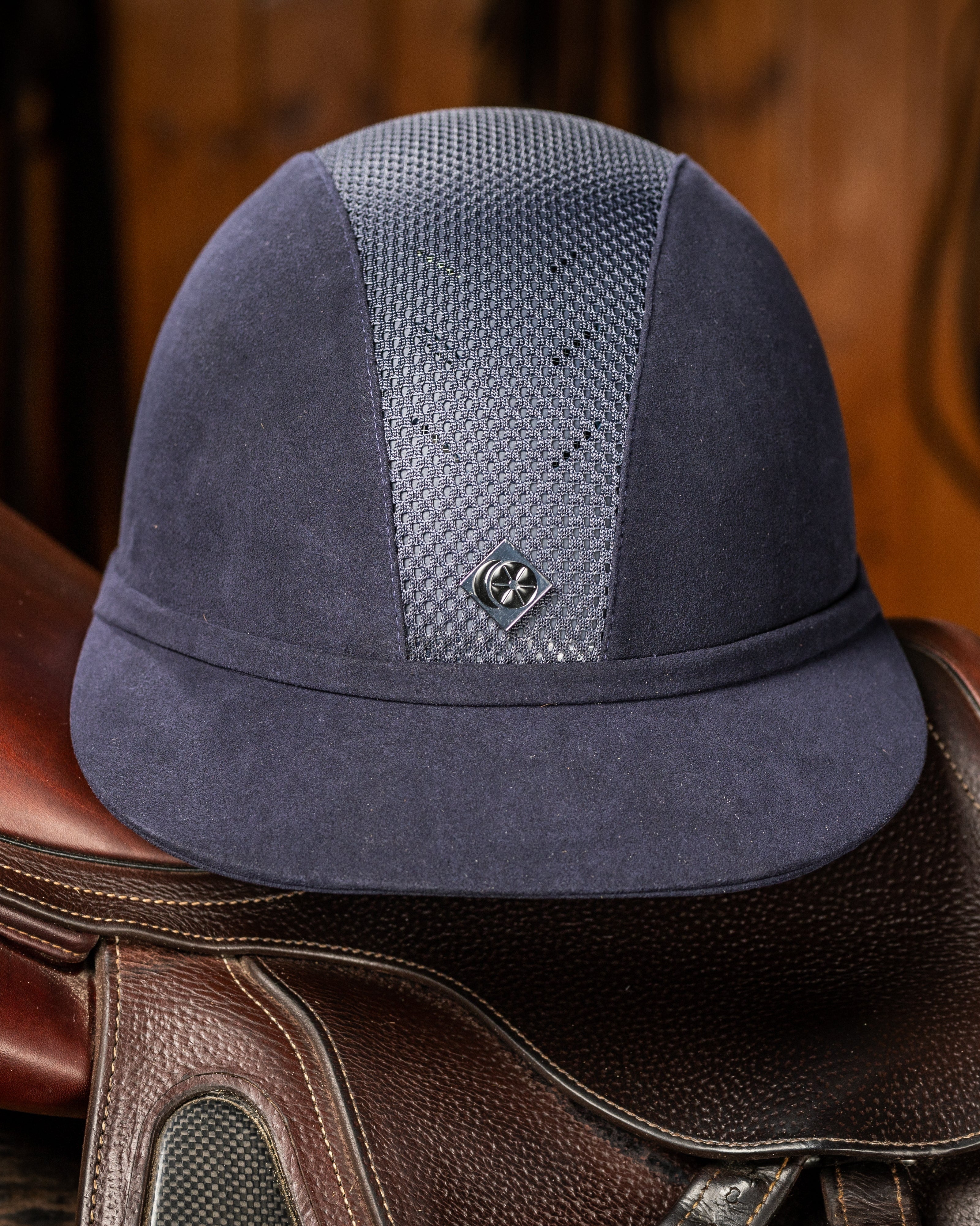 CHARLES OWEN SP8 PLUS NAVY riding helmet: Equestrian safety with sun protection. Equiflair product.