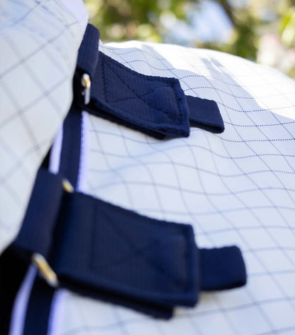 Premier Equine Cotone Stable Sheet with Neck Cover White/Navy