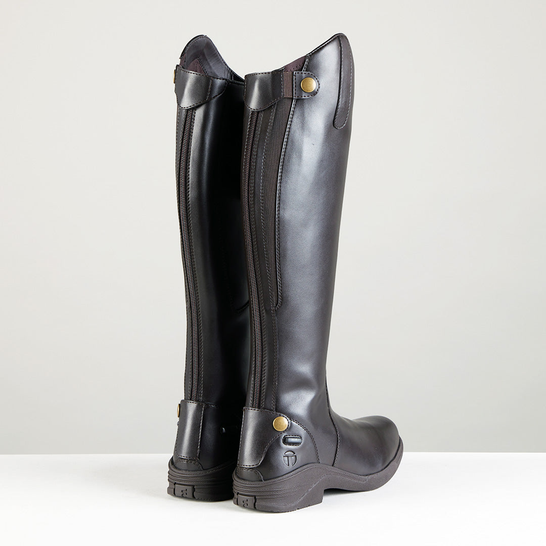 Toggi Cranford tall brown vegan leather riding boots with full zip