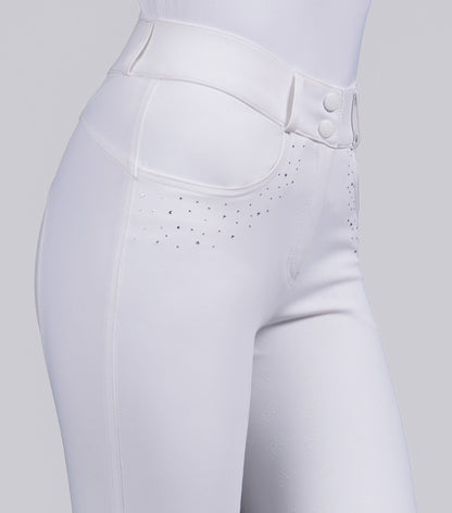 Premier Equine Women's White Riding Breeches with Diamante Full Seat | Equestrian Style