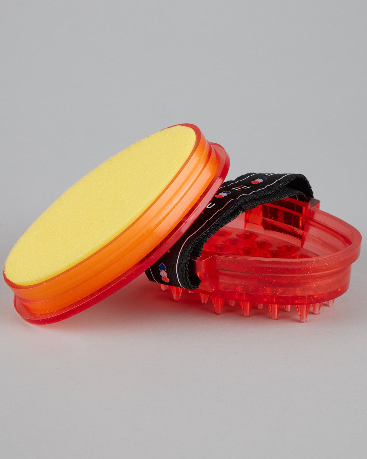 Premier Equine Black & Red Curry Comb with Sponge - Horse Grooming Essential