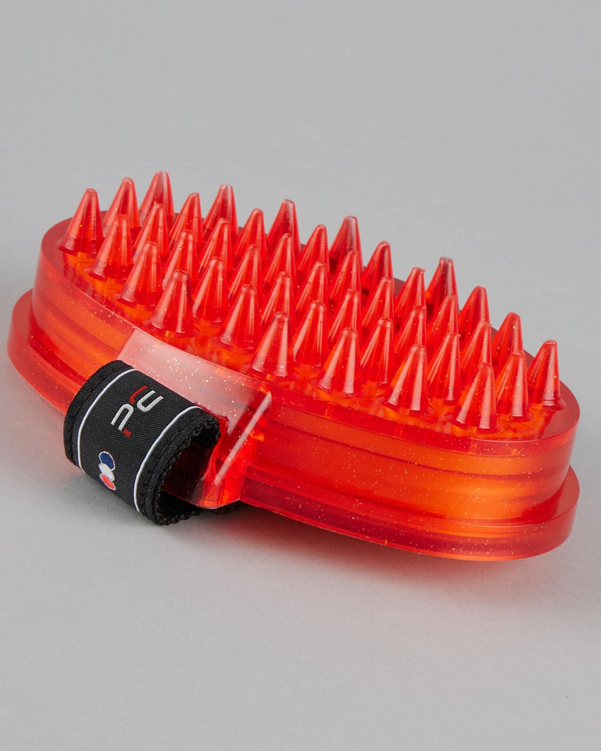 PREMIER EQUINE Curry Comb - Black & Red Horse Grooming Tool with Integrated Sponge | Equiflair