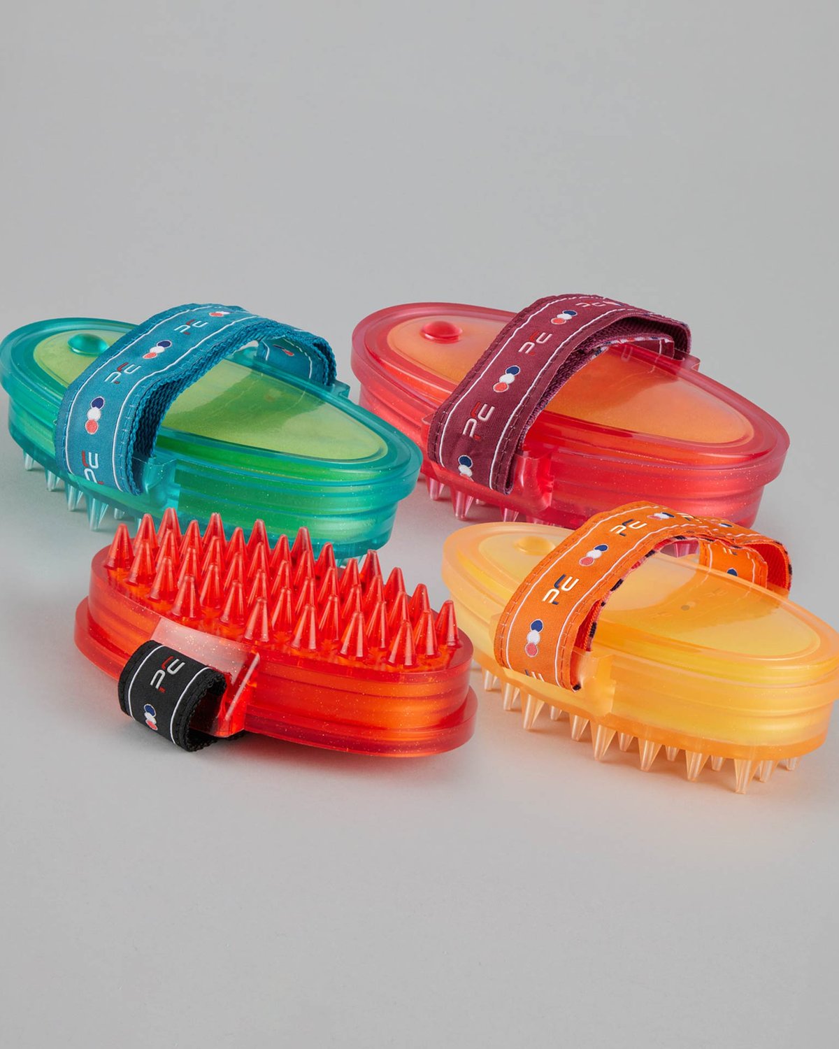 Premier Equine Colorful Horse Curry Combs with Straps and Integrated Sponges | Equiflair