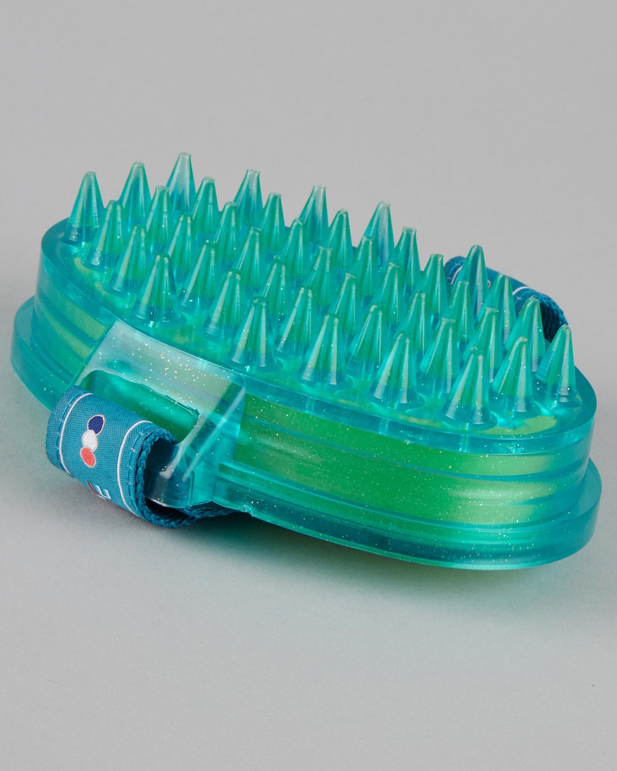 Premier Equine Curry Comb with Sponge - Med Blue & Peacock - Horse Grooming Brush for Dirt Removal