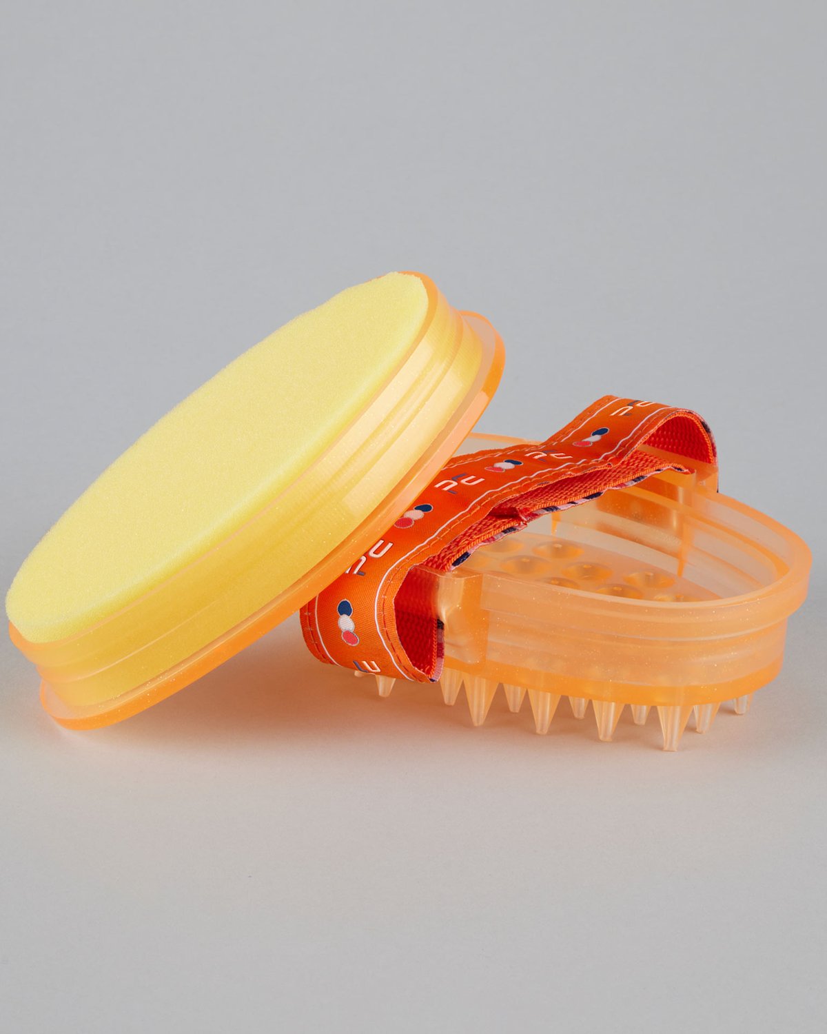 PREMIER EQUINE Curry Comb with Integrated Sponge Orange & Amber Equiflair