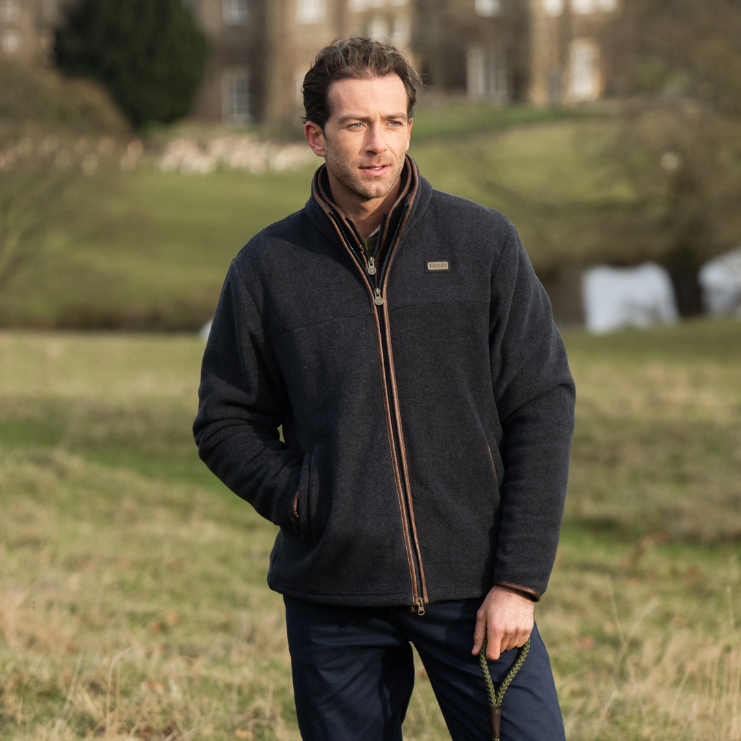 TOGGI Downing Fleece Jacket Men's Melange Fleece Country Style Zip Jacket Equiflair