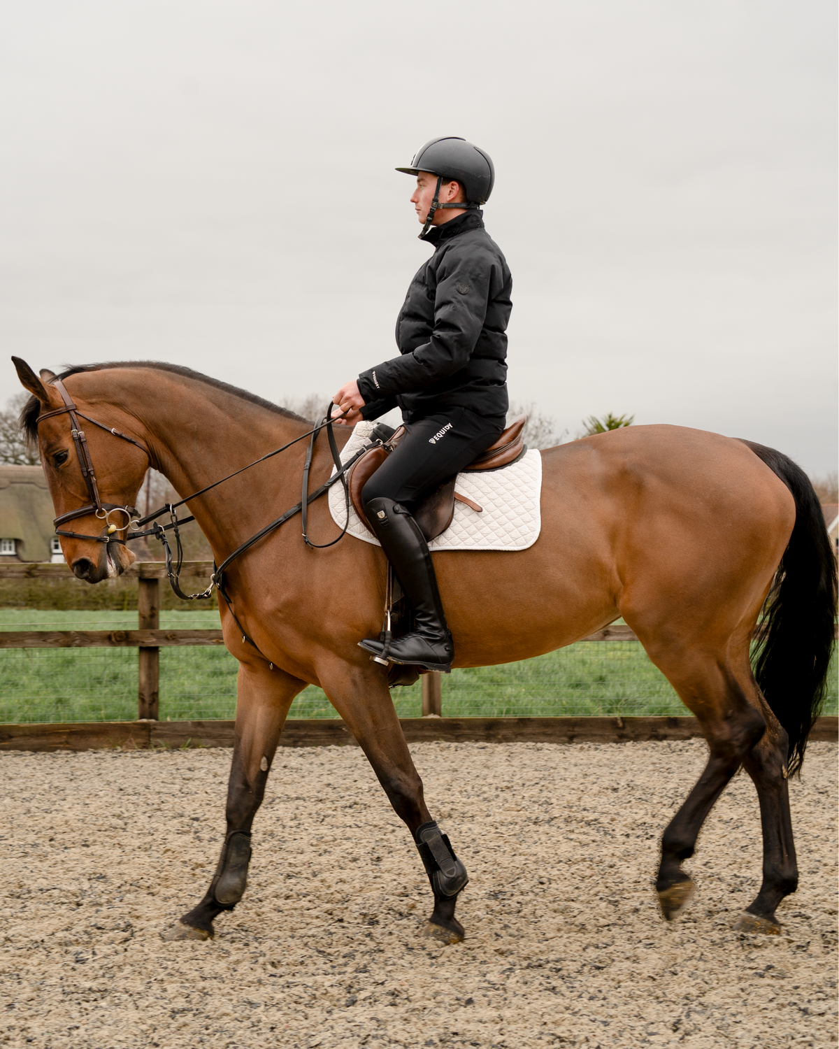 Equidry Men's Black Waterproof Riding Breeches with Full Seat Grip