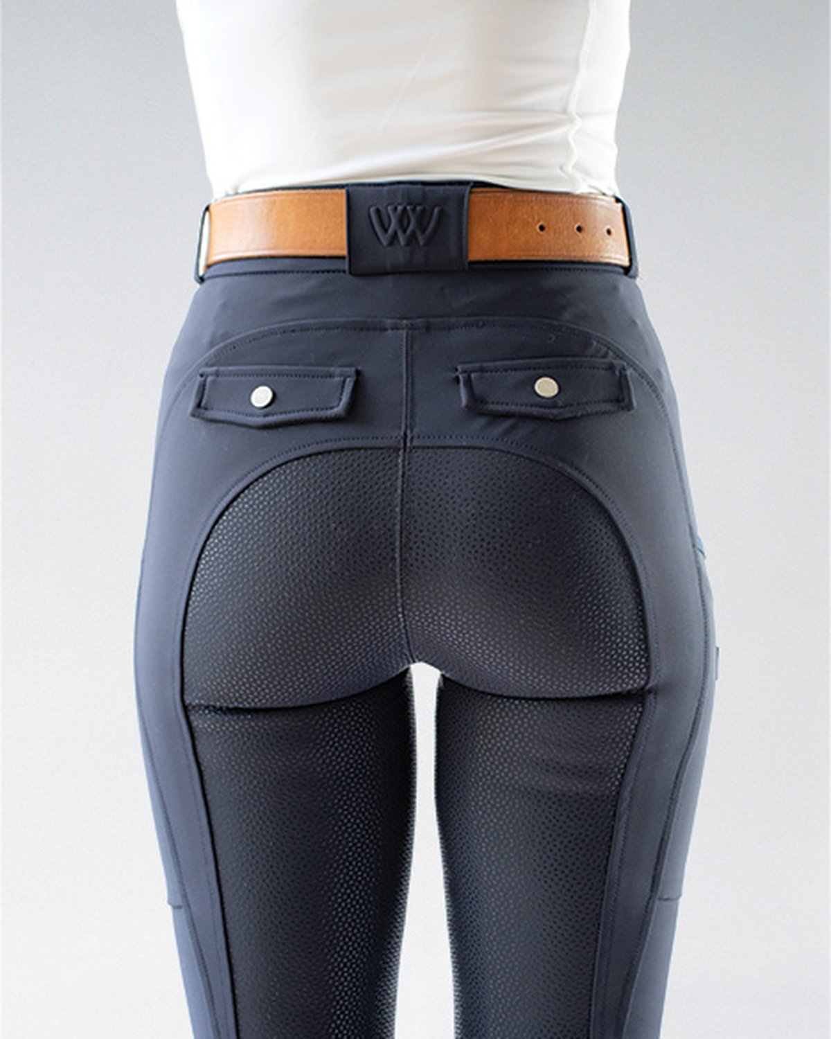Woof Wear Hybrid Riding Tights - Full Seat Navy. Equestrian Clothing. Women's riding leggings. Equestrian fashion.