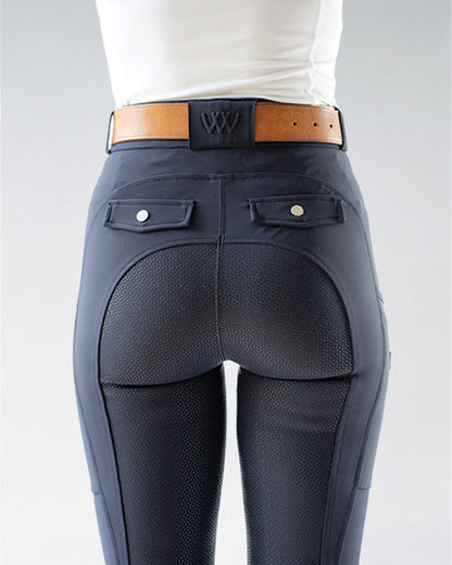 Woof Wear Hybrid Riding Tights - Full Seat Navy. Equestrian Clothing. Women's riding leggings. Equestrian fashion.