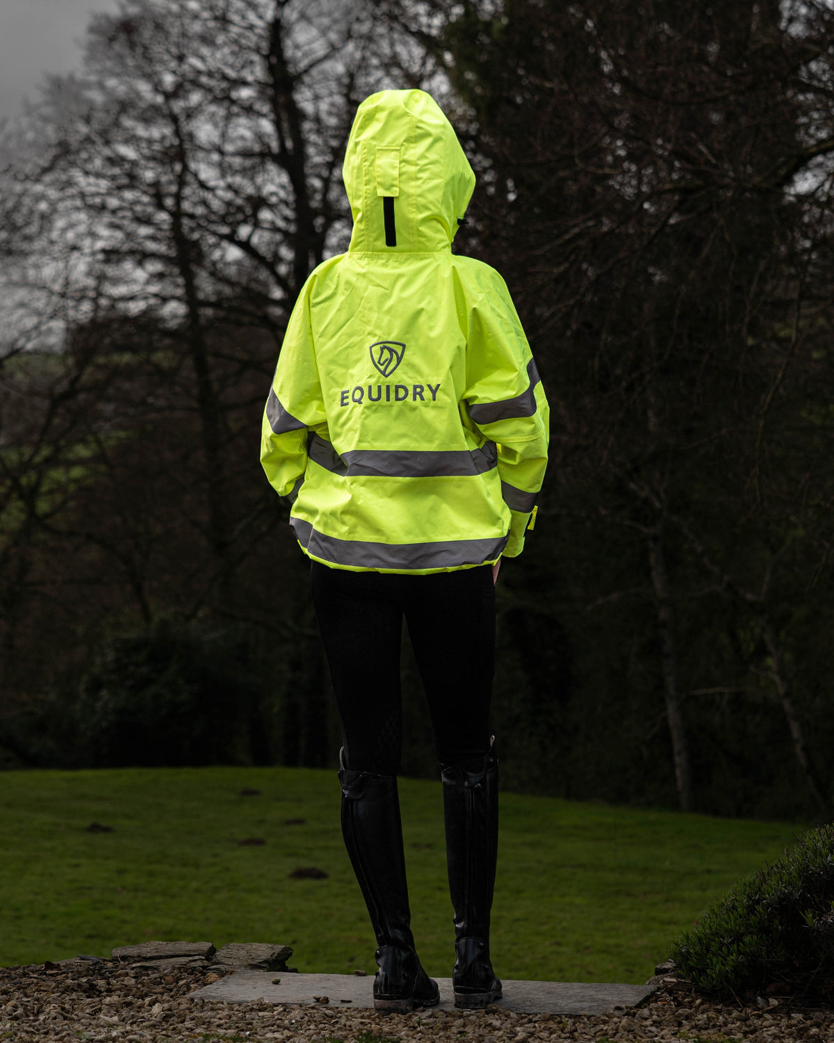 Shortie Women's Hi-Vis Yellow Mesh Lined Riding Coat
