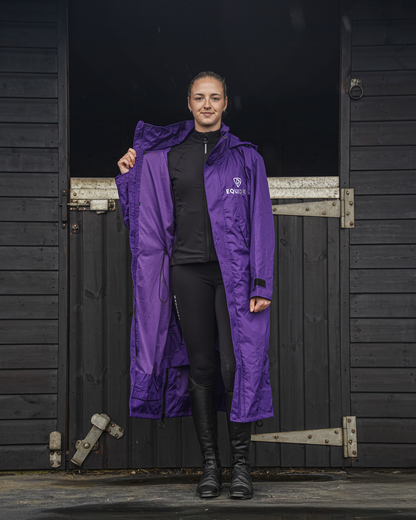 EQUIDRY Evolution Women's Purple Riding Coat: Waterproof & Breathable Equestrian Outerwear.