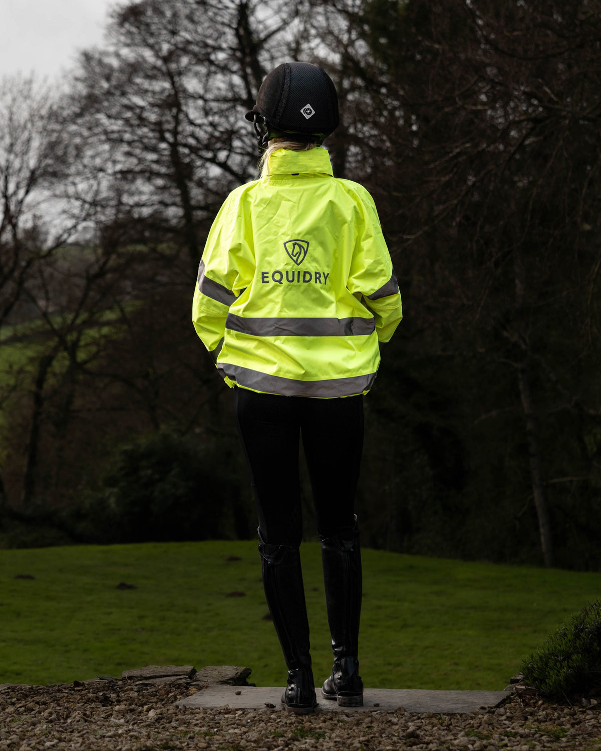Shortie Women's Hi-Vis Yellow Mesh Lined Riding Coat