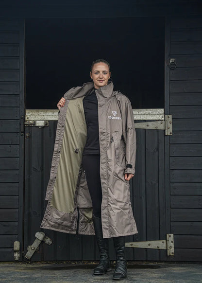 Equidry Evolution Women's Mesh Lined Taupe Riding Coat: Waterproof & Breathable Equestrian Outerwear