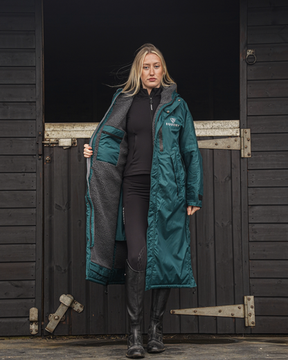 EQUIDRY Evolution Women's Thick Fleece Riding Coat - Teal/Grey | Equiflair Equestrian Apparel
