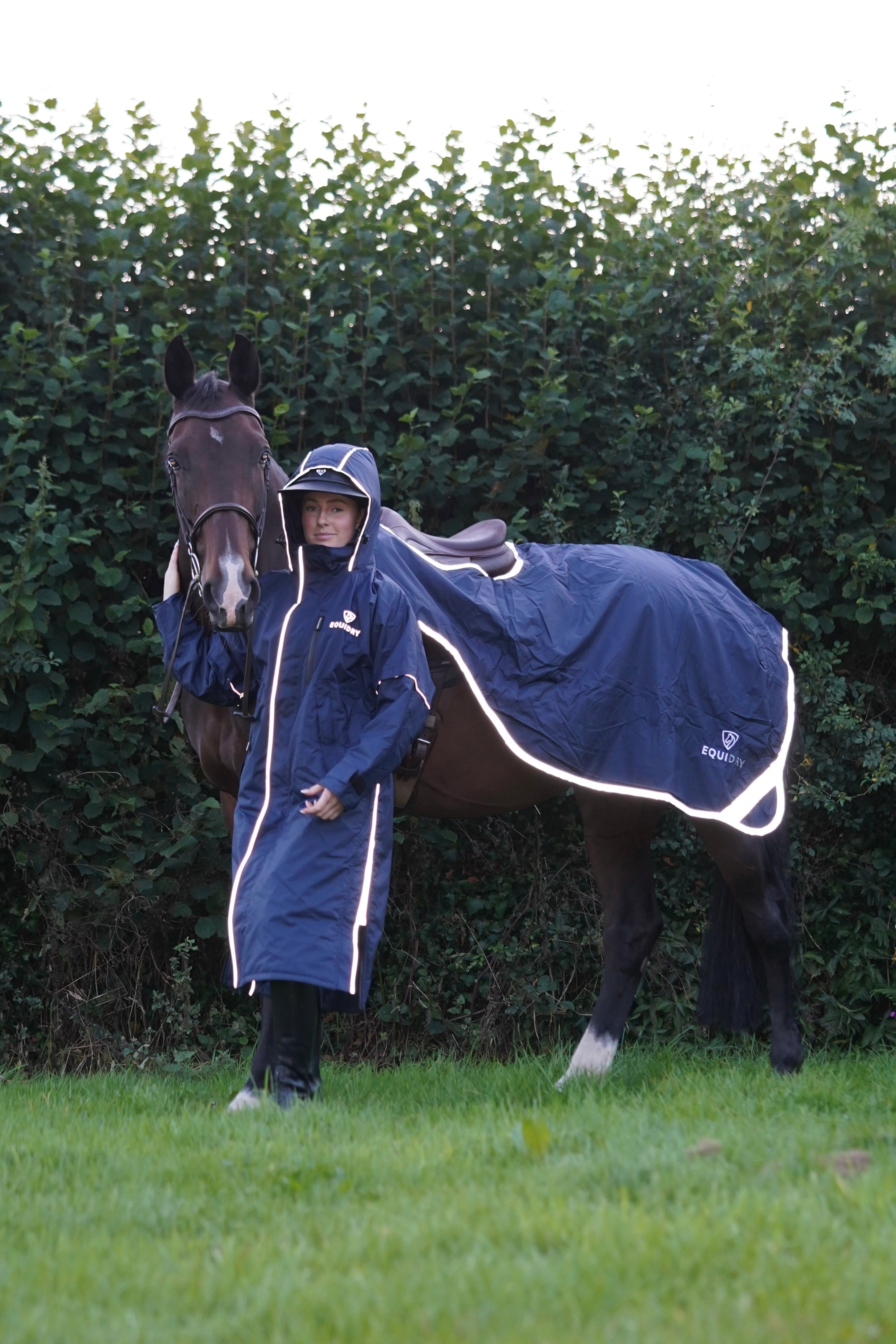 Equidry Women's Reflective Rain Coat with Horse. Stay Dry & Visible!