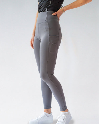 Woof Wear Original Riding Tights - Full Seat Slate. Equestrian Leggings with Pockets.