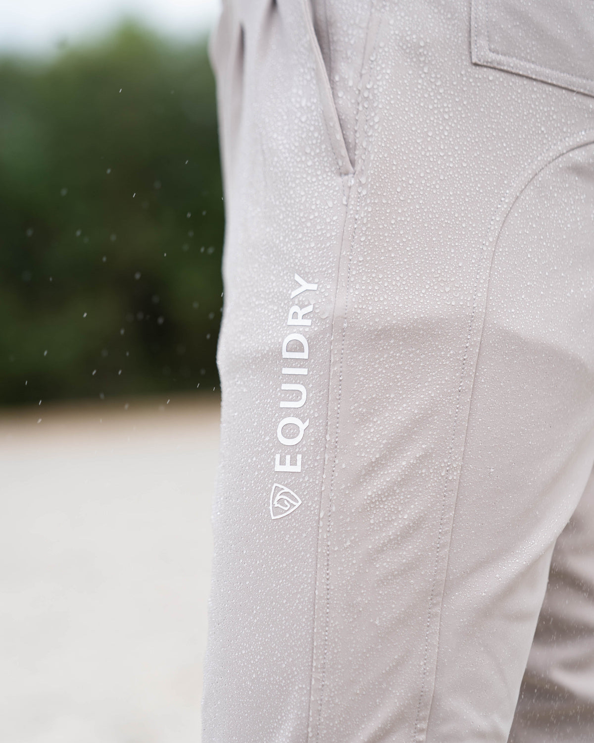 EQUIDRY Men's Waterproof Riding Breeches - Beige | Water-Repellent Equestrian Pants