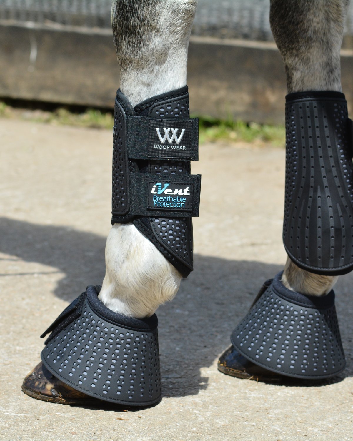 WOOF WEAR iVent Black Overreach Boots: Horse Leg Protection, Breathable Design for Cross-Country, Showjumping and Turnout