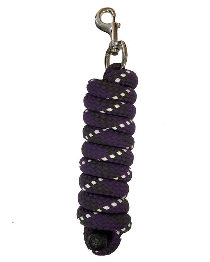 Woof Wear Contour Damson Lead Rope: Purple & Black Braided Horse Lead Rope with Silver Clip