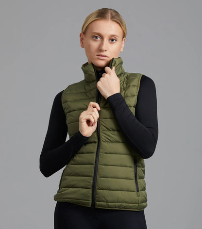 PREMIER EQUINE Dante Ladies Riding Gilet - Olive Green Quilted Equestrian Vest