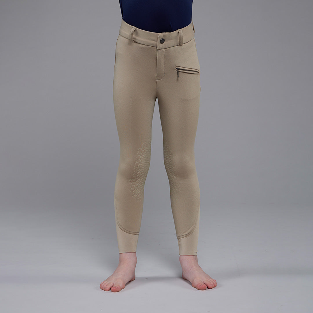 Toggi children's tan breeches with silicone knee grip for riding