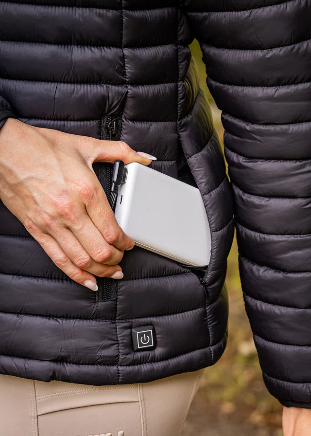 Black Heated Jacket with Power Bank in Pocket - Woof Wear Padded Jacket - Equiflair