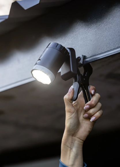 WOOF WEAR LED Work Light with Clamp Mounted. Equestrian Stable Lighting Solution. Rechargeable USB-C. Multi-Mount Light.