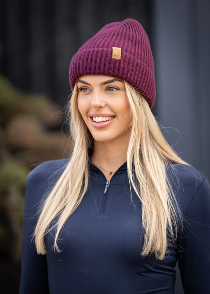 WOOF WEAR Plum Ribbed Beanie - Stylish Knit Hat for Women | Equiflair