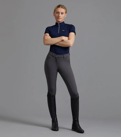 Premier Equine Delta Ladies Riding Breeches Anthracite - Full Seat Gel, Equestrian Apparel