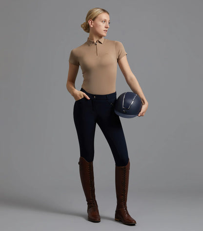 PREMIER EQUINE Delta Ladies Navy Full Seat Gel Riding Breeches. Equestrian apparel.