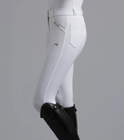 Premier Equine Delta Ladies White Riding Breeches - Full Seat Gel Competition Pants